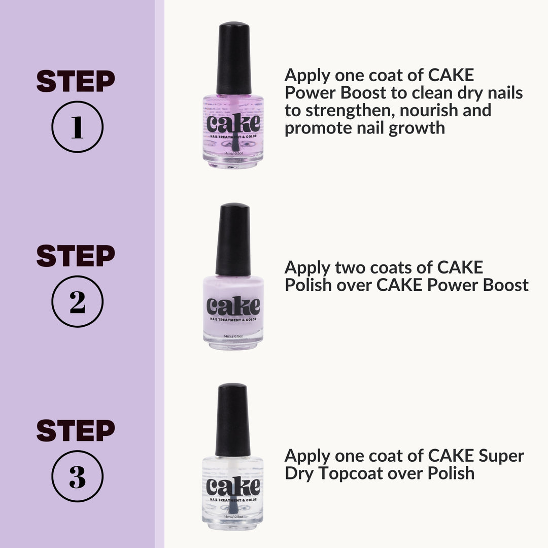 CAKE Power Boost Nail Strengthener & Nail Polish Duo - "Wisps of Lilac"