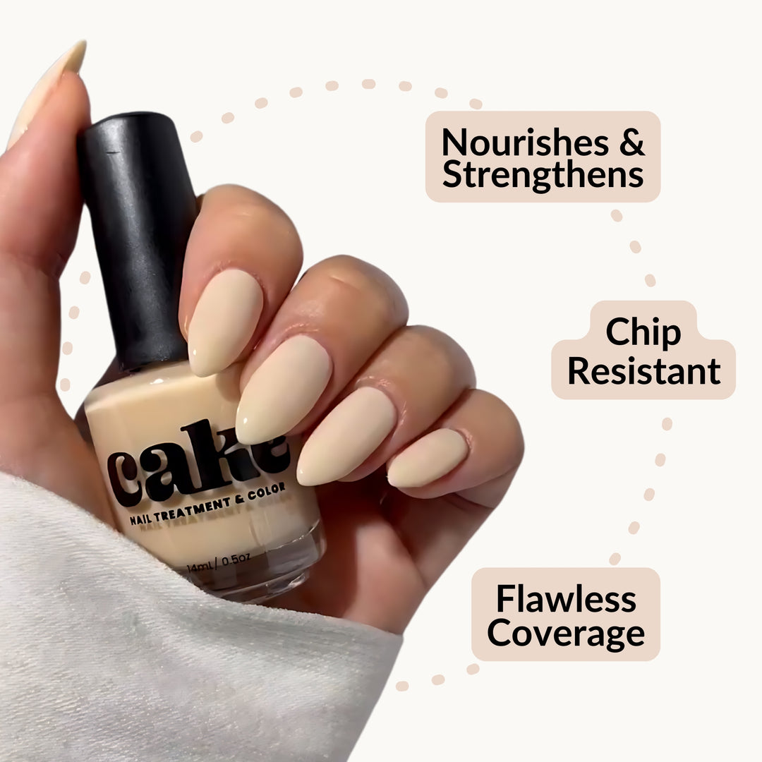 CAKE Power Boost Nail Strengthener & Nail Polish Duo - "French Connection"