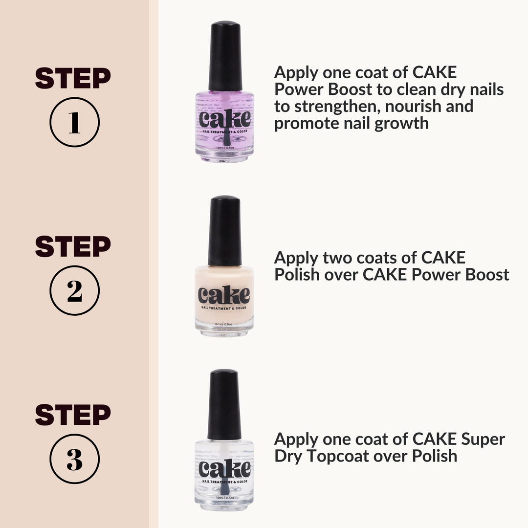 CAKE Power Boost Nail Strengthener & Nail Polish Duo - "French Connection"