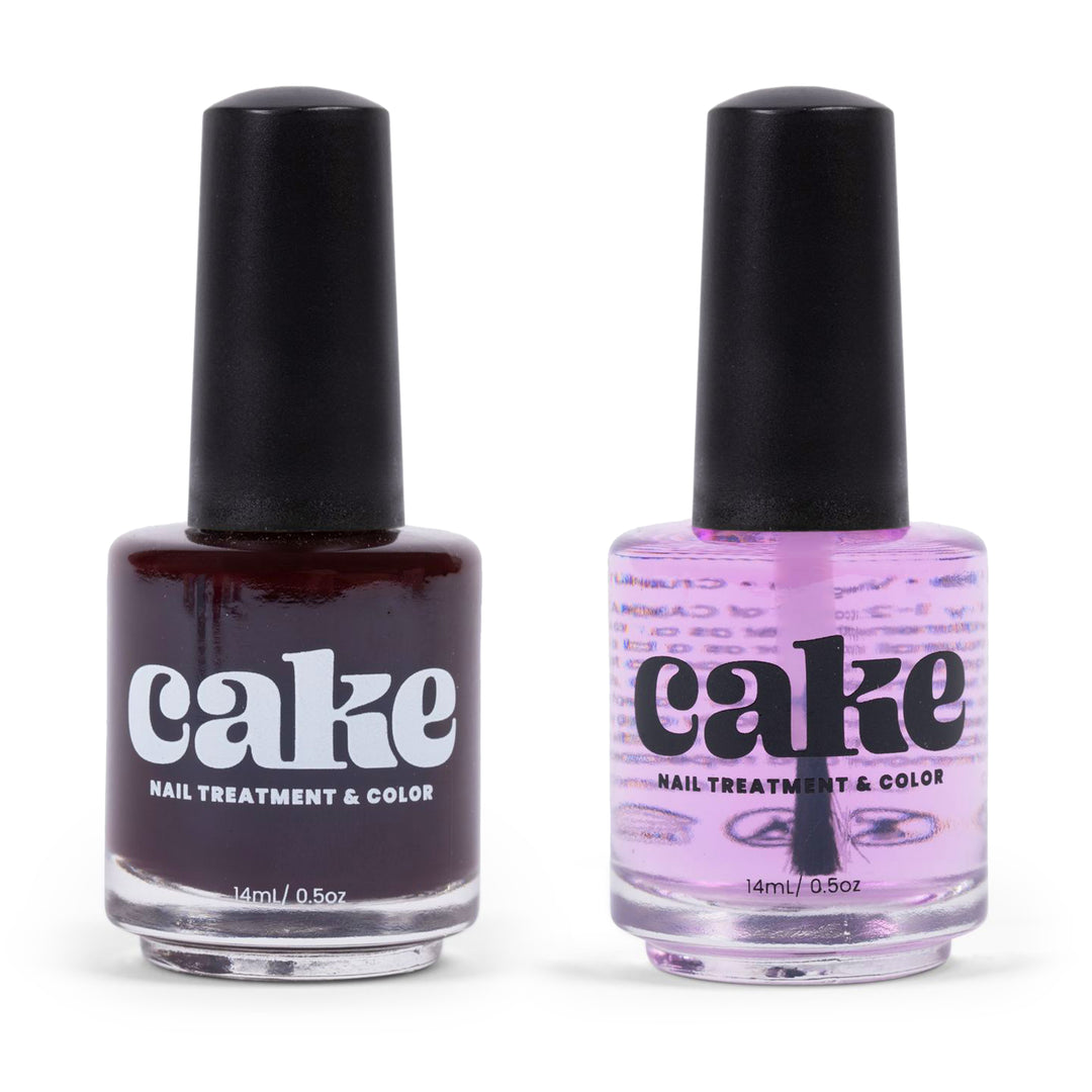 CAKE Power Boost Nail Strengthener & Nail Polish Duo - "Midnight Rendezvous"