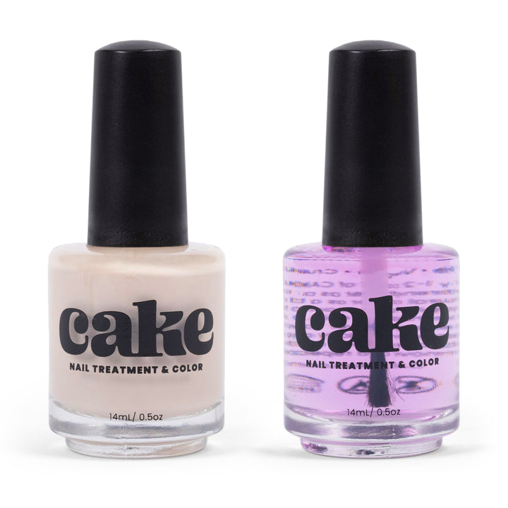 CAKE Power Boost Nail Strengthener & Nail Polish Duo - "See You Latte"