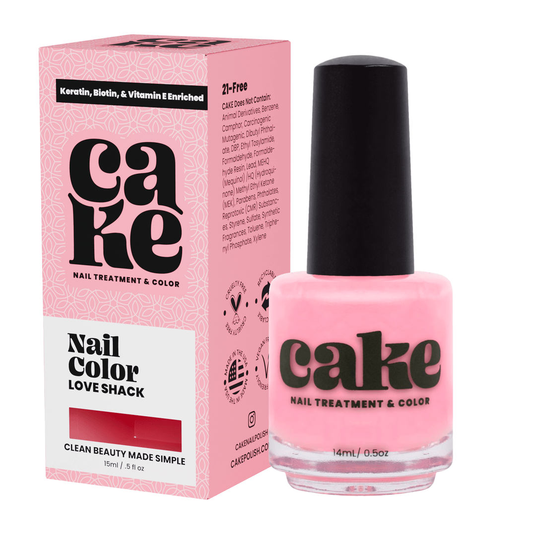 CAKE Nail Strengthening Polish - Nourishes Nails with Every Application, No Chip, Long Lasting, Non Toxic - Color Love Shack